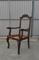 Antik, régi, faragott, fa, oroszlán lábas karfás szék (trónszék) eladó