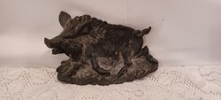 Antik tömör bronz vaddisznó hamuzó