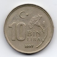 Törökország 10 BIN (ezer) török Lira, 1997, vastag