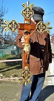 E. Antique large gilded tree, church cross, corpus, crucifix, 93 cm! It's demanding.