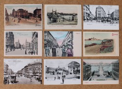100 pieces of nostalgia reprint postcards from Budapest, circa 1890-1900, 9x11 pieces + 1 piece