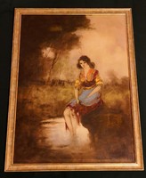 Nádler Róbert festőművész – Lány a vízparton című festménye – 380.