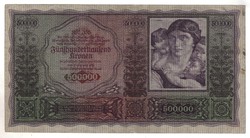500000 kronen korona 1922 Ausztria RRR Nagyon ritka.