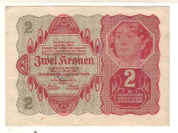 2 Korona kronen 1922 austria aunc unfolded