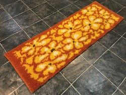 Retró kézi csomózású vastag gyapjú szőnyeg, 60 x 173 cm