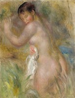 Renoir - bathing girl - canvas reprint on scratch card