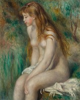 Renoir - young girl bathing - canvas reprint on scratch card