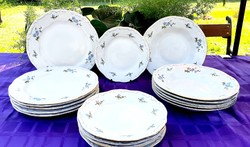 Zsolnay blue peach flower pattern plate set