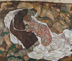 Egon Schiele - Death and the Maiden - Canvas reprint on blindfold