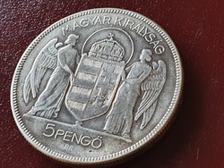 Szebb Horthy ezüst 5 Pengő 1930.
