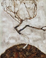 Egon schiele - small tree in late autumn - canvas reprint on blindfold