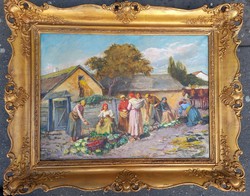 Lajos Deák-ébner (1850-1934): village market