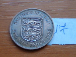 Jersey 2 two new pence 1980 bronze 17.
