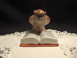 Drasche porcelán olvasó bagoly könyvön