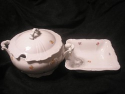 N10 antique zsolnay soup and roasted, garnished baroque set in one