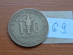 NYUGAT AFRIKA 10 FRANK FRANCS 1970 (c+o) (BAGOLY) Alumínum-Nikkel-Bronz 69.
