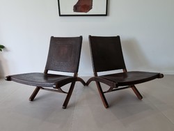Mid-century design, bőr lounge székek Angel I.Pazmino stílusában