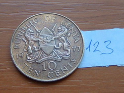 Kenya 10 cents 1977 first president jomo kenyatta, nickel-brass 123.