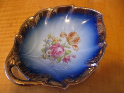 Krone pm martinroda gdr leaf shape offering bowl of cobalt gold