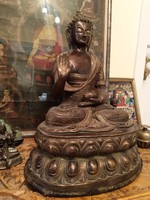 Shakyamuni áldó Buddha antik bronz szobor, Gautama Sziddhártha, Sakjamuni Buddha