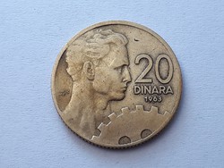 20 Dinara 1963 érme - Jugoszláv 20 dínár 1963 külföldi pénzérme