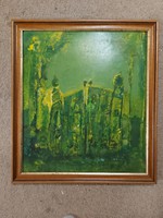 Kassai imre painting, oil, wood fiber, 60x53 + frame