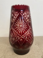 Burgundy polished crystal vase a11