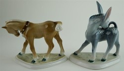 Zsolnay porcelain donkey and foal tips