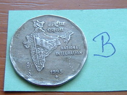 INDIA 2 RÚPIA 1993 (National Integration), (öt ágú csillag): Hyderabad, Réz-nikkel TÉRKÉP #B