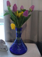 Azúr kék színű Shisha Caesar kristály Bohemia Steckbowl váza