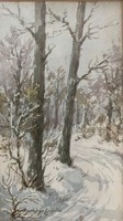 Barabás gizella in winter forest - watercolor