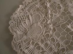 Lace - hand crochet - 38 x 29 cm - tablecloth - thick - beige - old - Austrian - flawless