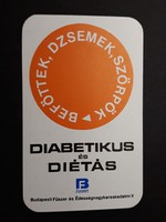 Kártyanaptár 1975 - Diabetikus és Diétás , Befőttek, Dzsemek, Szörpök felirattal - Retró Naptár