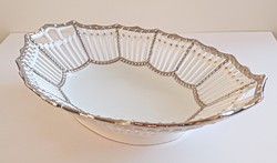 Antique silver-plated openwork porcelain bread basket from 1880