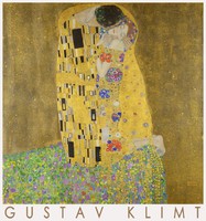 Gustav Klimt the Kiss 1908 Art Nouveau art nouveau art poster with golden love couple man woman figure