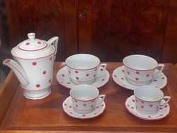 Zsolnay art deco, tea, coffee polka dot, hot drink serving set with elbow - extremely rare