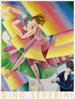 Gino Severini Táncosnő 1915 avantgard művészeti plakát szivárvány színes női alak kabaré piros ruha