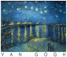 Van gogh starry night on the rhone over 1888 art poster dutch painting night landscape riverside