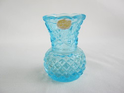 Retro ... Bohemian blue glass small vase