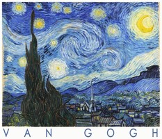 Van Gogh starry sky 1889 art poster post-impressionist Dutch painting night landscape