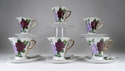 1I187 gilded rose decorated porcelain coffee set for 6 people