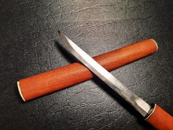 Miniature Vakizasi / Wakizashi Leaf Opener / Paper Cutter Bamboo Holder Steel Miniature Sword Leaf Opener