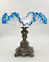 Silver Centerpiece with Ruffled Glass Dish