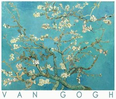 Van Gogh Mandulavirágzás 1890 művészeti plakát holland festmény tavasz gyümölcsfa türkiz fehér virág