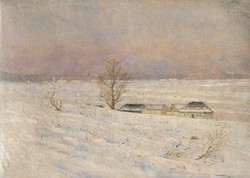Mednyánszky - winter landscape - canvas reprint on blindfold
