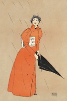 Edward penfield - woman with black umbrella - canvas reprint on blindfold