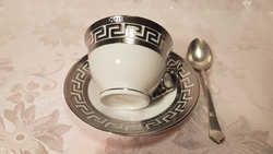 1 piece of porcelain teacup with small plate and 1 silver small spoon! Bavary fine porcelain