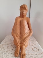 Sándor Kligl Hungarian sculptor Mihály Mácsály Prize winner, terracotta statue of a sitting girl