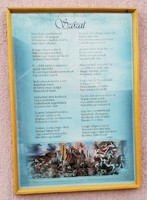 Magyar nemzeti kincseink. Himnusz, és Szózat falitáblakép párban natúr színű üvegezett fakeretben.