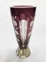 Régi csiszolt, hántolt üveg váza